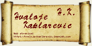 Hvaloje Kaplarević vizit kartica